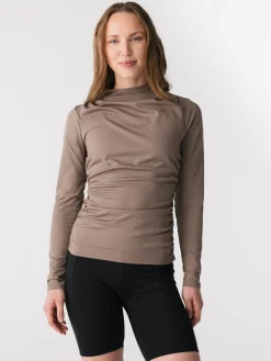 Alessia Gathered Long Sleeve Top - Falcon