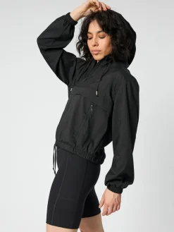 Allie Hooded Windbreaker - Black