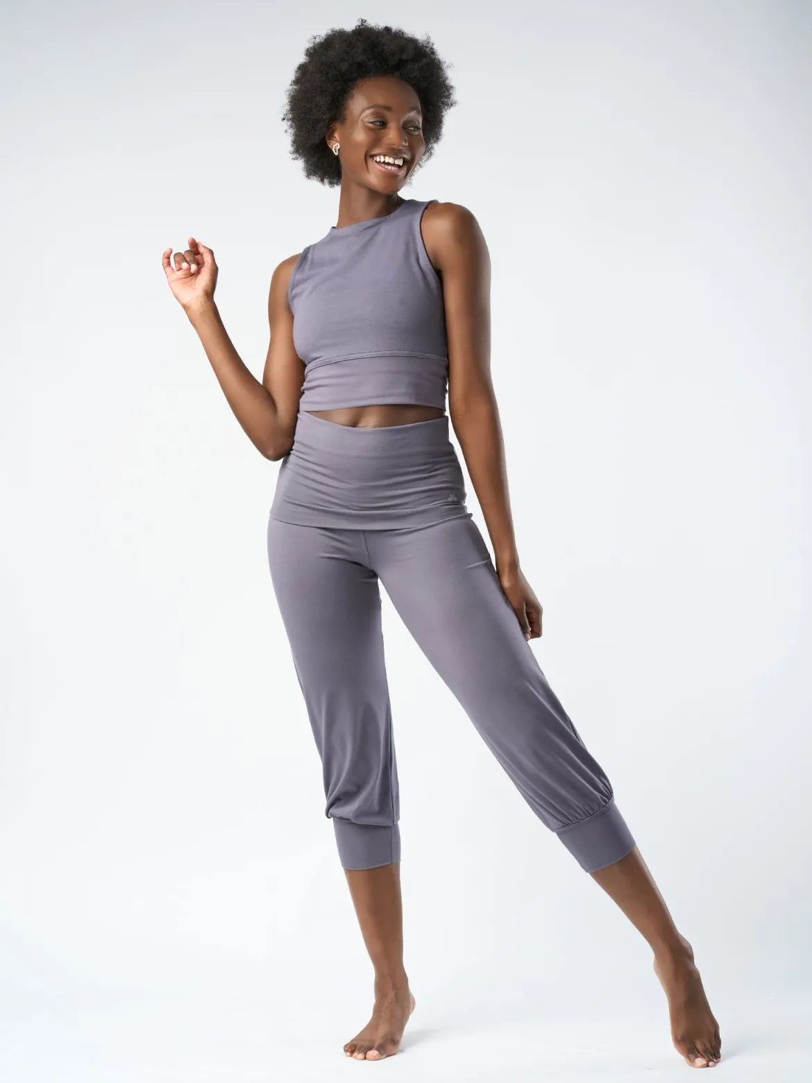 Aspire Cropped Harem Pants - Ash Grey