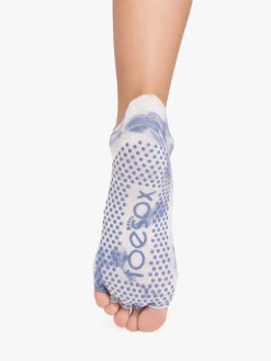 Half Toe Low Rise Grip Socks - Soft Blue Tie Dye