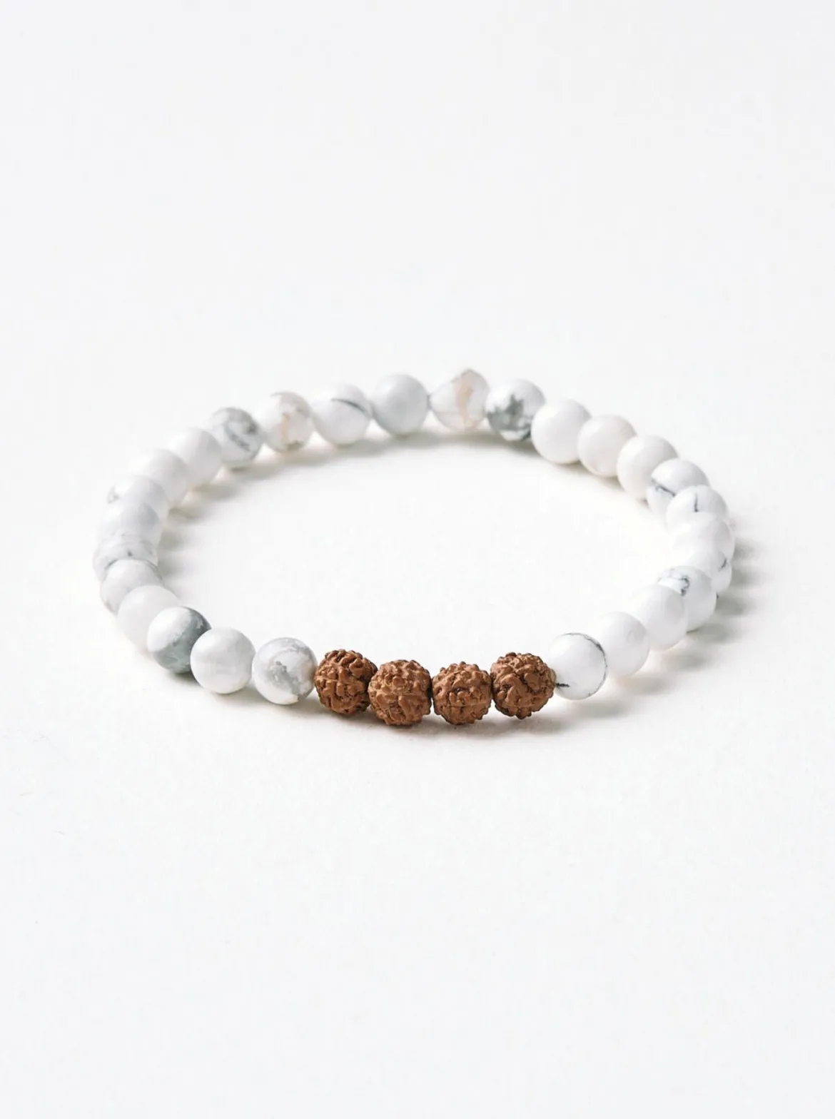 Mala Bead Bracelet - White Howlite