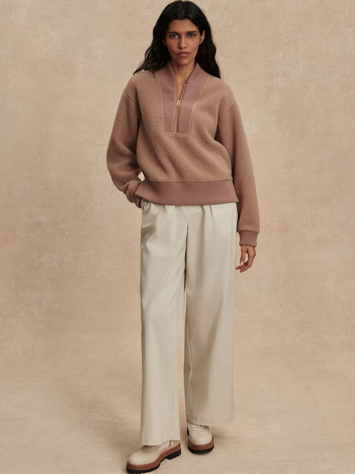 Mumford Half Zip Fleece - Ginger Snap