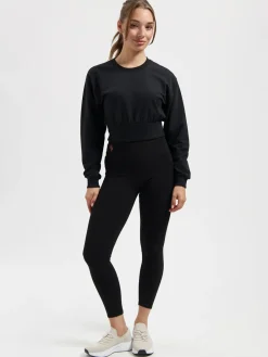 Naya Cropped Long Sleeve Yoga Top - Onyx Black
