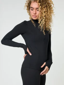 Reset Long Sleeve Mock Neck Half Zip - Black