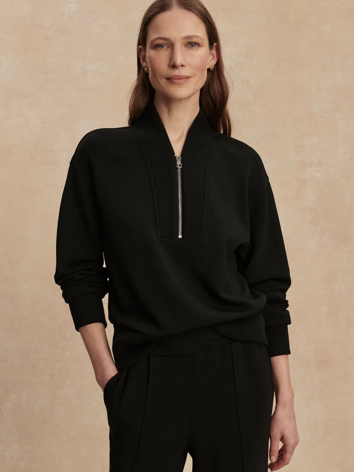 Sally Half Zip Sweat - Black
