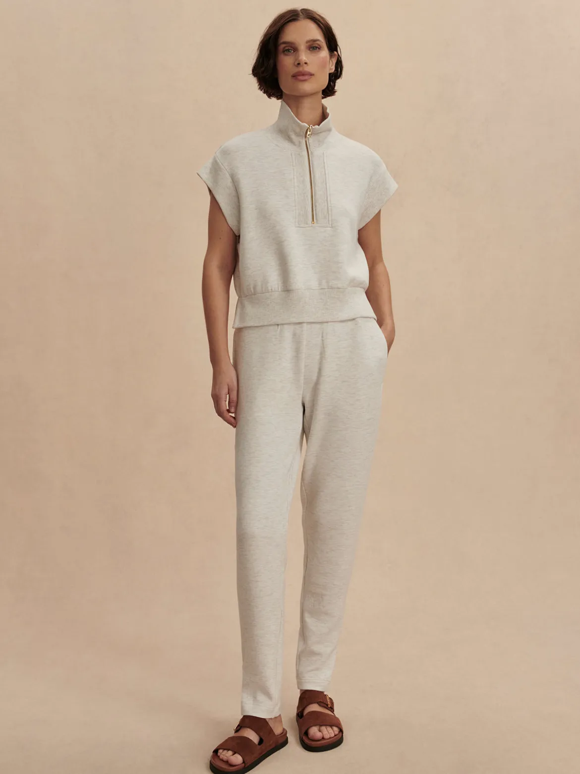 The Slim Zip Hem Pant 29.5 - Ivory Marl