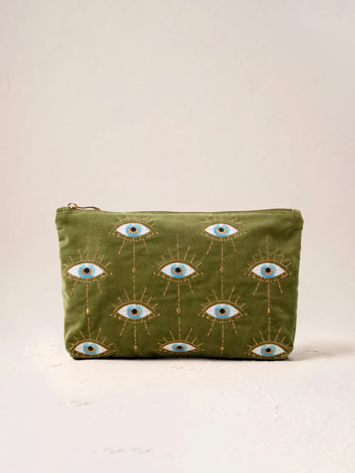 Velvet Everyday Pouch - Garden Green Mystical Eye